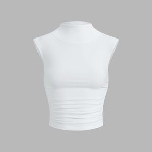 Crop sleeve funnel neck ruched shirt??